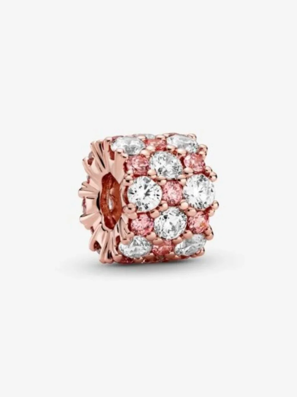 14k Rose gold-plated charm with clear and fancy fairy tale pink cubic zirconia